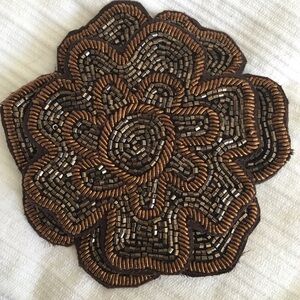 Colette Malouf Brown Tone Embroidered Floral Clip